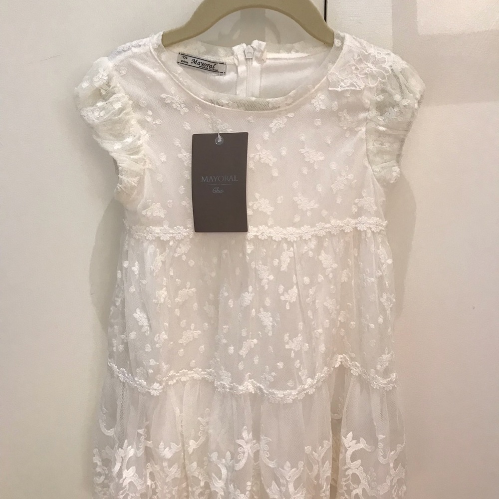 Mayoral white lace overlay dress
